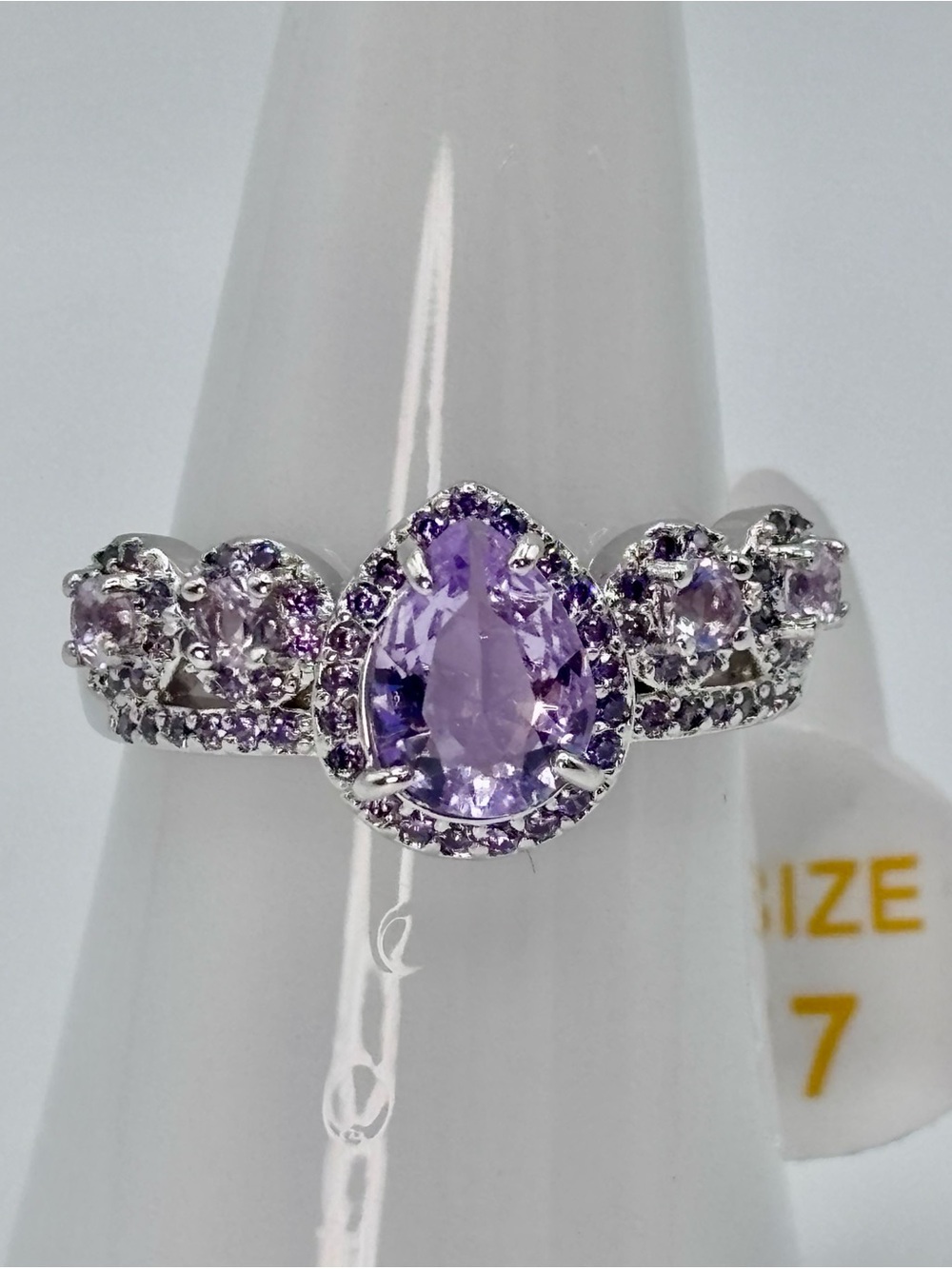 NWT RBP lab created purple amethyst on rhodium plated band Ring size 7